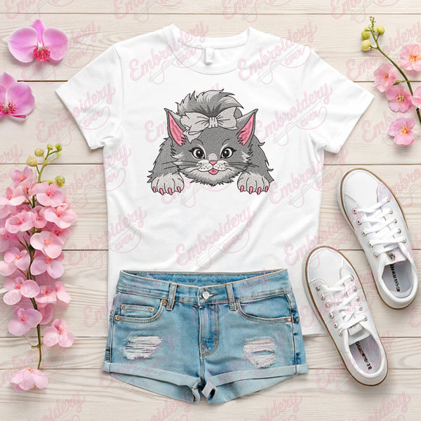 Funny Cat Embroidery Design