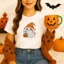 Halloween Ghost Holding Pumpkin Embroidery Design