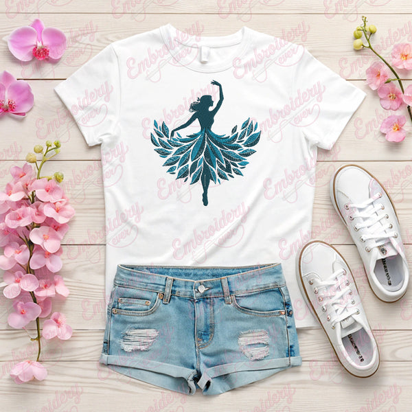 Floral Dancing Girl Embroidery Design