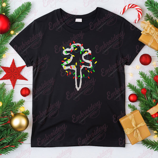 Pussy Cat Christmas Light Embroidery Design