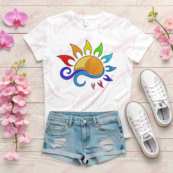Colorful Sun Embroidery Design