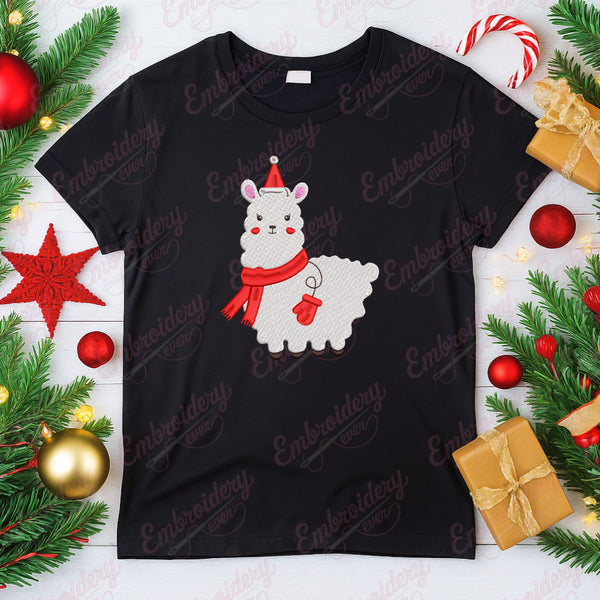 Christmas Llama Embroidery Design