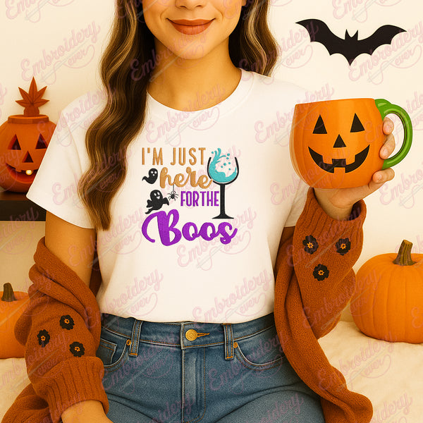 Here For The Boos Funny Halloween Party Embroidery Design