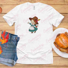 Sweet Pilgrim Girl Thanksgiving Embroidery Design