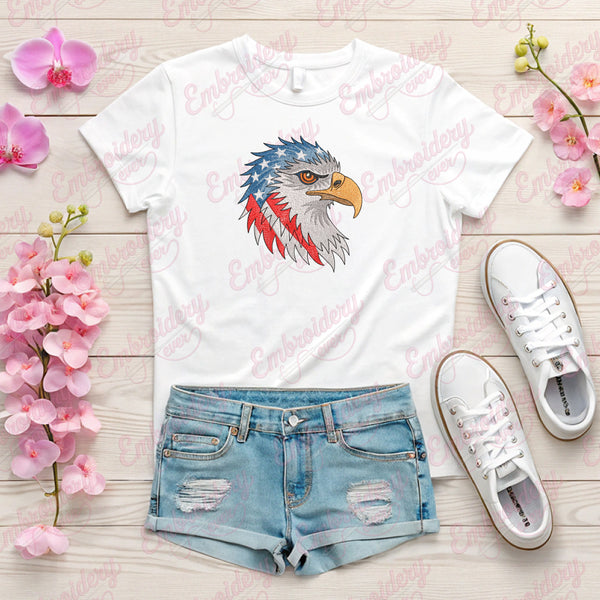 American Eagle With Flag Embroidery Design