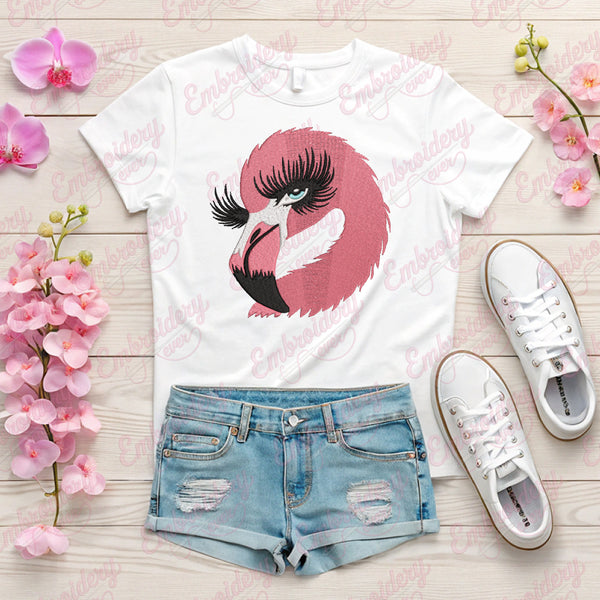 Flamingo Head Embroidery Design