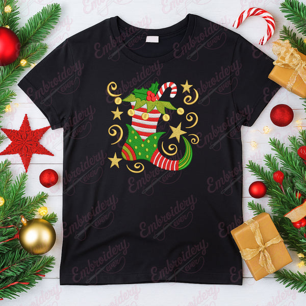 Christmas Elf Boot Embroidery Design