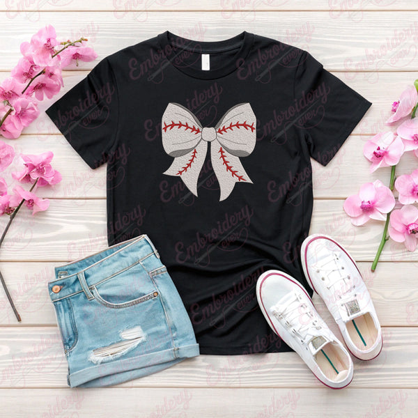Baseball Coquette Bow Embroidery Design
