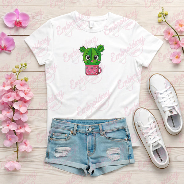 Cartoon Cactus Embroidery Design