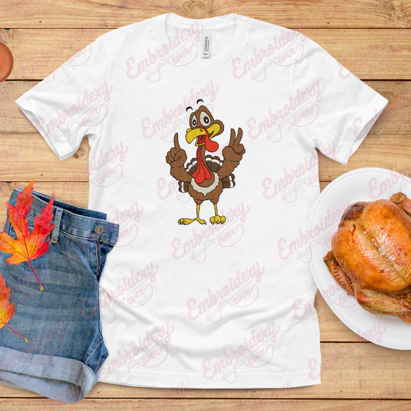 Happy Turkey Time Thanksgiving Fun Embroidery Design