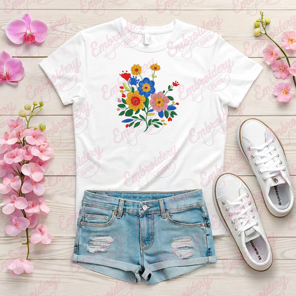 Colorful Flower Embroidery Design