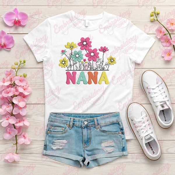 Floral Nana Embroidery Design