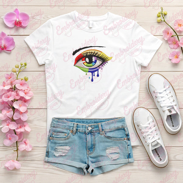 Rainbow Colors Eye Embroidery Design