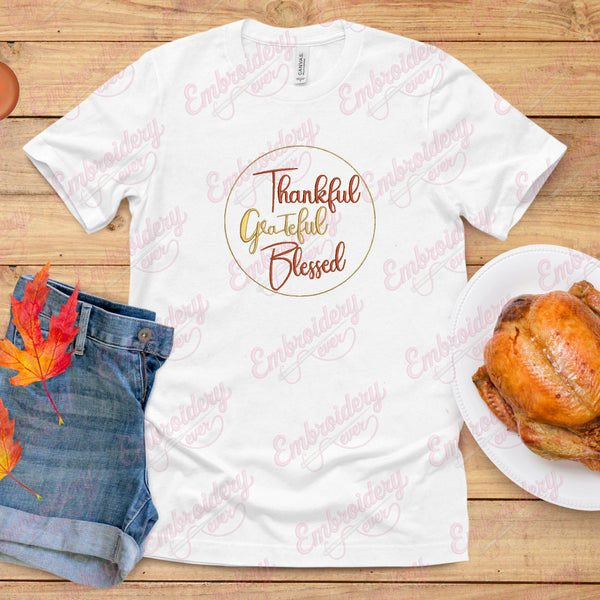 Thankful Grateful Blessed Thanksgiving Quote Embroidery File