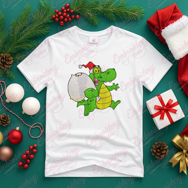 Christmas Santa Crocodile Alligator Embroidery Design