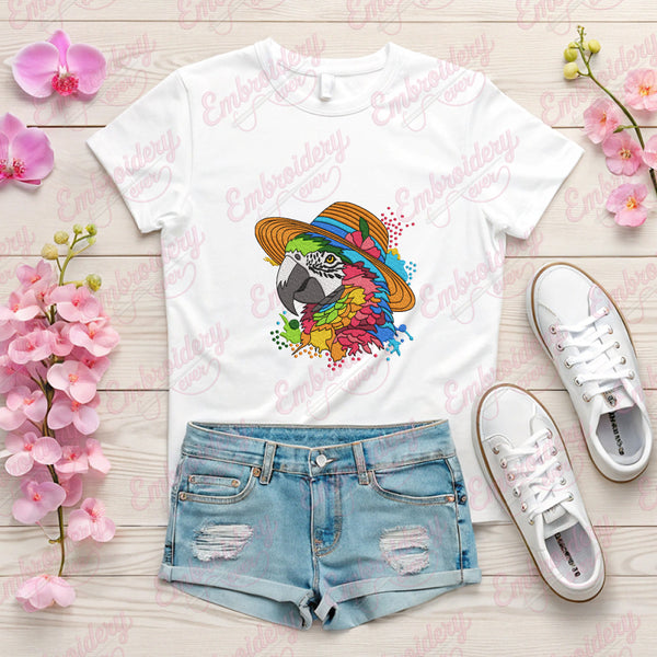 Colorful Parrot Head Embroidery Design