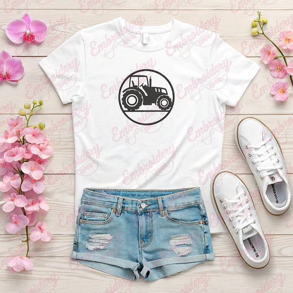 Farm Tractor Logo Embroidery Design