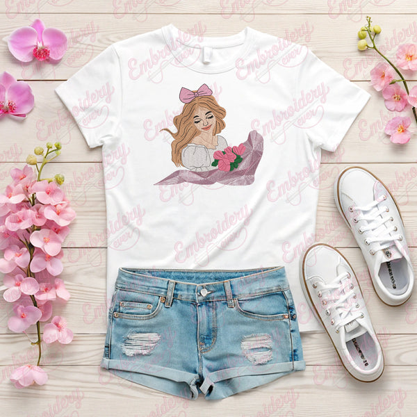 Beautiful Girl Machine Embroidery Design