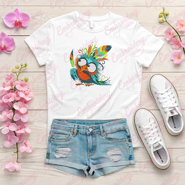 Crazy Colorful Bird Clipart Embroidery Design