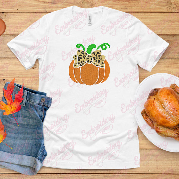 Thanksgiving Pumpkin With Bow Embroidery Design