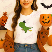 T-Rex Dinosaur Witch Halloween Embroidery Design