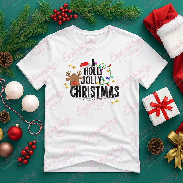 A Holly Jolly Christmas Title Embroidery Design
