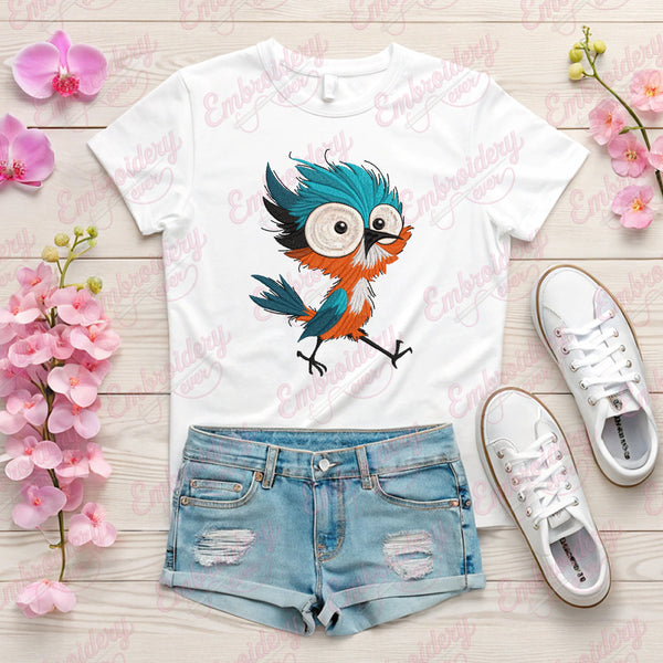 Cartoon Colorful Bird Embroidery Design