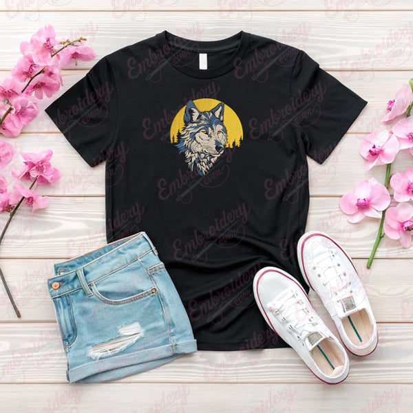 Wolf Face Embroidery Design