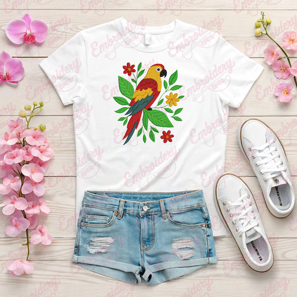 Colorful Parrot Embroidery Design