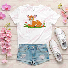 Cute Deer Sitting In The Grass Embroidery Design