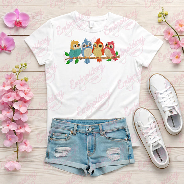 Cute Birds Set Embroidery Design