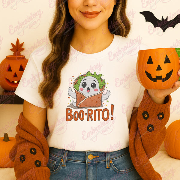 Halloween Boo-Rito The Spooky Snack Embroidery Design