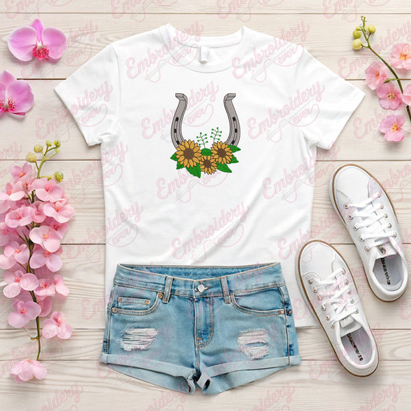 Floral Horse Shoe Embroidery Design