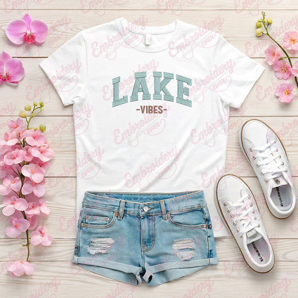 Lake Vibes Text Embroidery Design