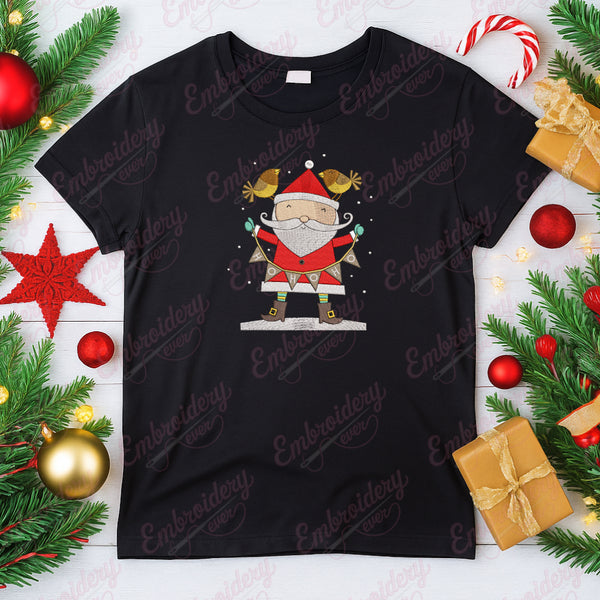Santa Claus With Holding Bird Christmas Embroidery Design