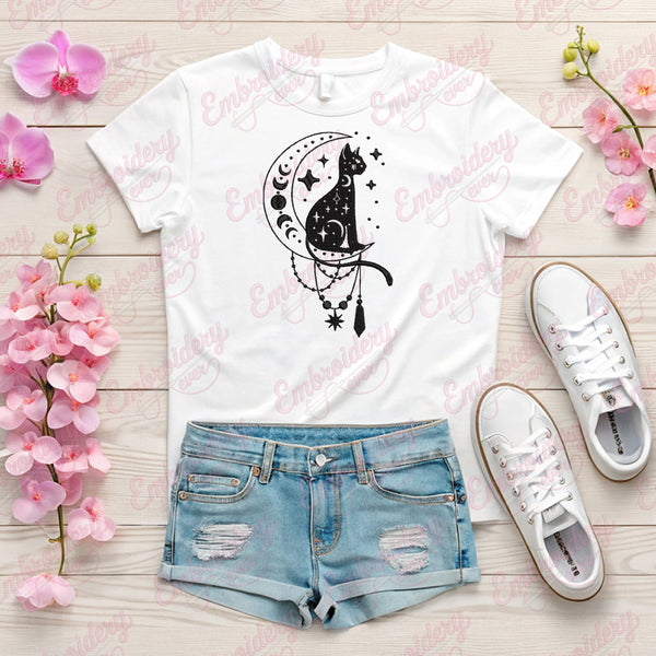 Mystical Cat Embroidery Design
