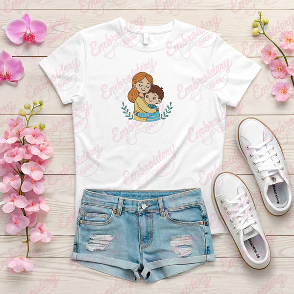 Mother and Child Embroidery Design