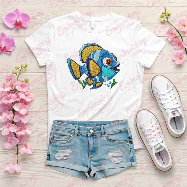 Cute Cartoon Sea Fish Embroidery Design