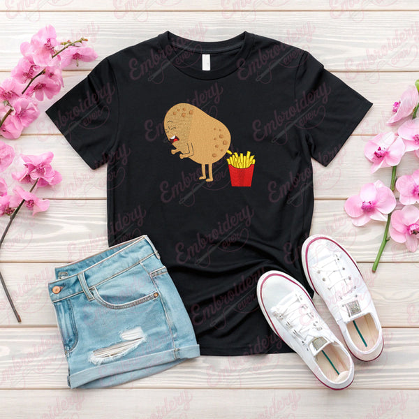 Potato Pooping French Fries Embroidery Design