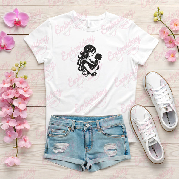 Mother and Baby Embroidery Design