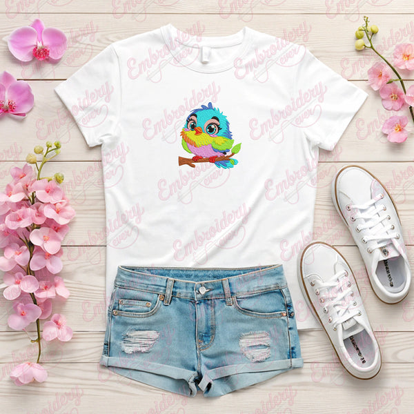 Colorful Titmouse Bird Machine Embroidery Design