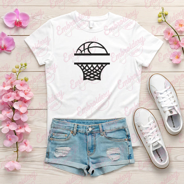 Basketball Monogram Split Embroidery Design