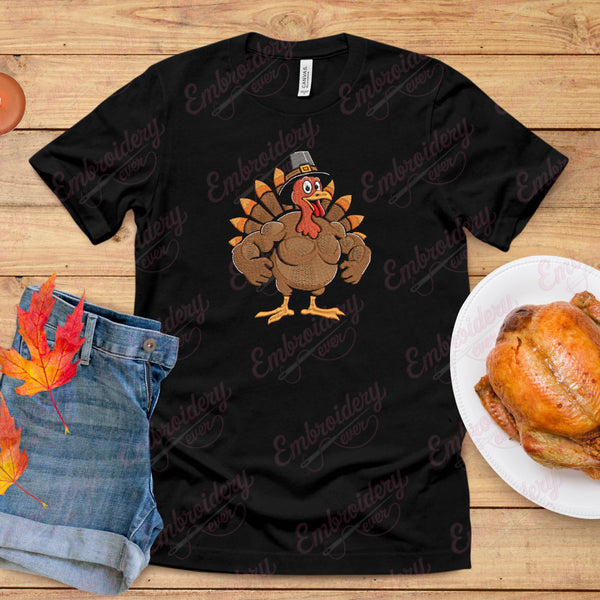 Cute Turkey Embroidery Pattern for Thanksgiving