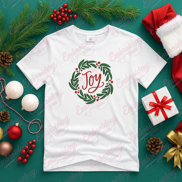 Christmas Joy Wreath Embroidery Design