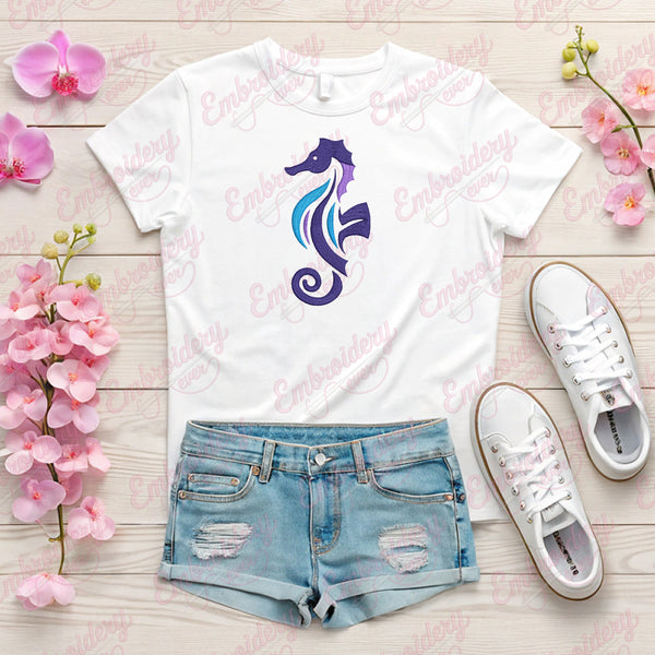 Elegant Seahorse Embroidery Design