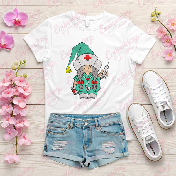 Gnome Nurse Embroidery Design