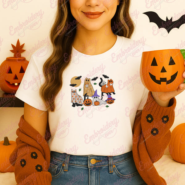 Spooky Ghosts Halloween Embroidery Design
