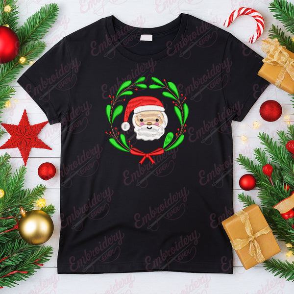 Christmas Wreath Santa Claus Embroidery Design