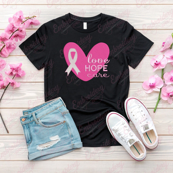 Love Hope Care Breast Cancer Embroidery File