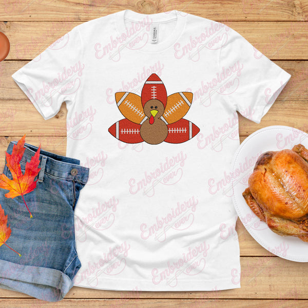 Thanksgiving American Football Turkey Embroidery Design